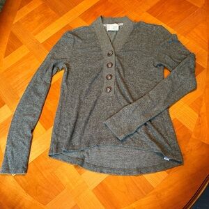 Anthropologie Saturday Sunday Women’s XS Green Sweater V-Neck Button Fall Preppy